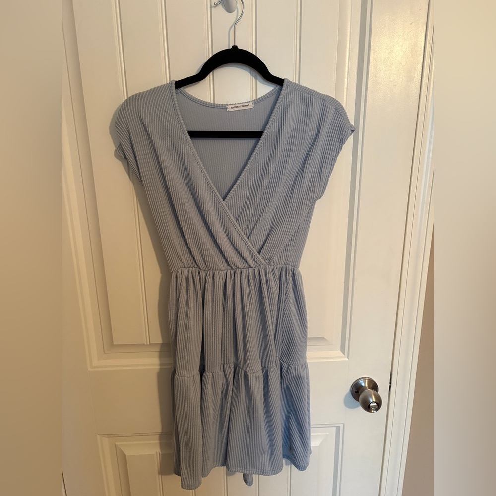 Caution to the Wind blue ribbed dress